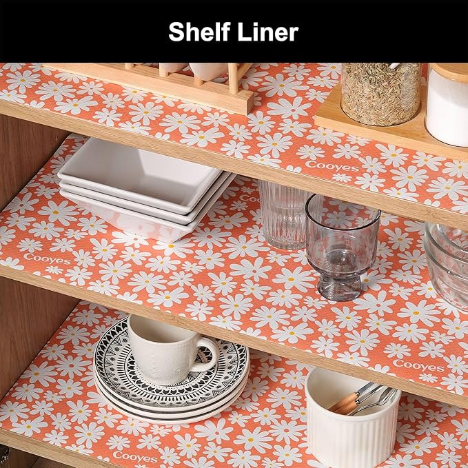 Cooyes Shelf Liner – Premium Non-Adhesive Cabinet & Drawer Liner for Kitchen – Waterproof Shelf Paper with Modern Pattern – Durable EVA Cabinet Mat – Easy to Cut （12" W x 240" L）