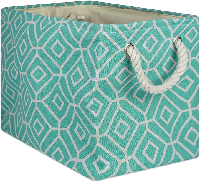 DII Collapsible Polyester Storage Bin, Stained Glass, Aqua, Large Rectangle
