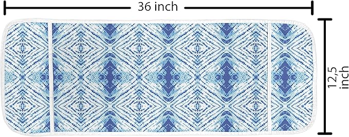 Ambesonne Psychedelic Microwave Oven Cover, Grunge Style Hippie Eastern Like Indonesian Folk Effect Design, Water Resistant Organizer with Pockets for Kitchen, 36" x 12", Pale Blue