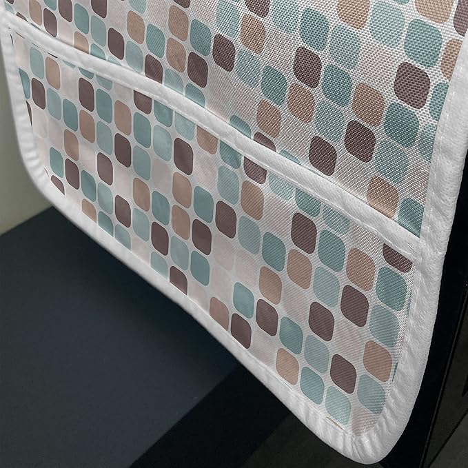 Ambesonne Abstract Microwave Oven Cover, Rounded Squares Illustration, Water Resistant Organizer with Pockets for Kitchen, 36" x 12", Teal Brown