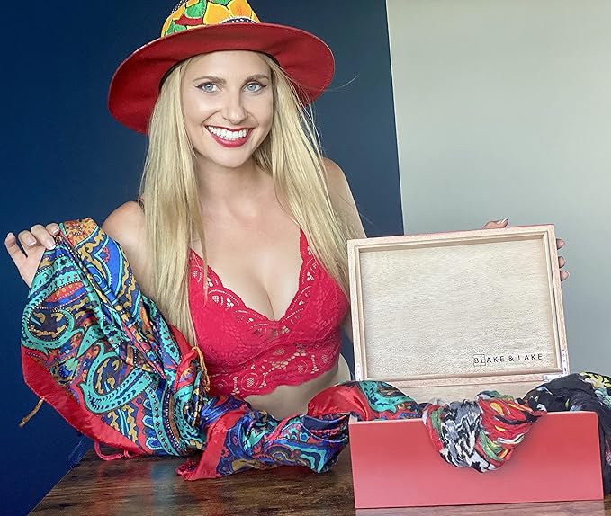 Blake & Lake Wooden Keepsake Box with Lid - Wood Storage Box with Hinged Lid - Red Treasure Box for Home - Wood Gift Boxes with lid (Heritage Red)