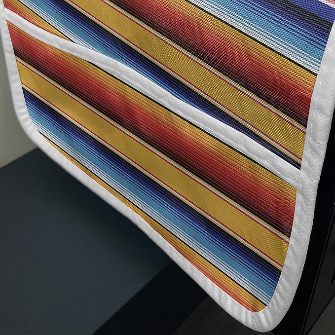 Ambesonne Colorful Microwave Oven Cover, Vertically Flowing Straight Stripes Festival Theme Simplistic Flows of Strips, Water Resistant Organizer with Pockets for Kitchen, 36" x 12", Burgundy Blue