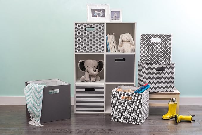 DII Polyester Cube Storage Collection Collapsible Hard Sided Bin, 13x13x13", Gray
