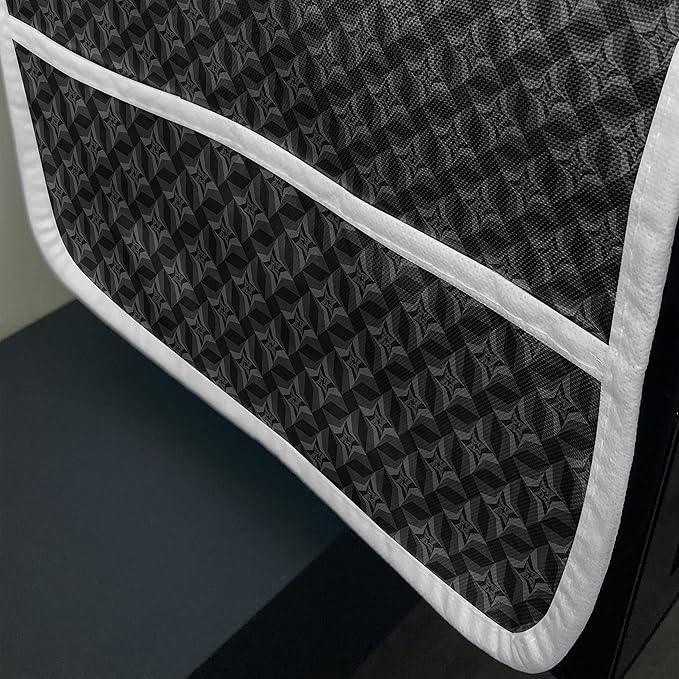 Ambesonne Charcoal Microwave Oven Cover, Monochromatic Pattern of Repetitive Geometric Stars, Water Resistant Organizer with Pockets for Kitchen, 36" x 12", Grey Charcoal