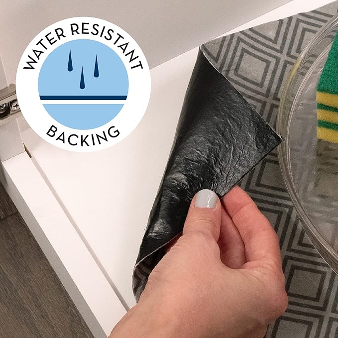 S&T INC. Under Sink Mat, Shelf Liner for Kitchen Cabinet Non-Adhesive, Water-Resistant Drawer or Cabinet Liner, 24 Inches x 48 Inches, Geo, 1 Pack