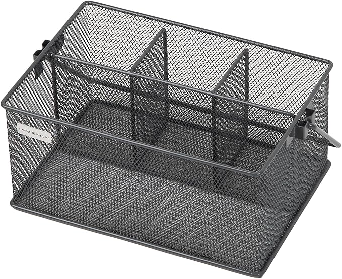Mind Reader Utensil Holder, Silverware Organizer, Caddy, Cutlery Holder, Kitchen, Metal Mesh, 10"L x 7"W x 4.75"H, Gray