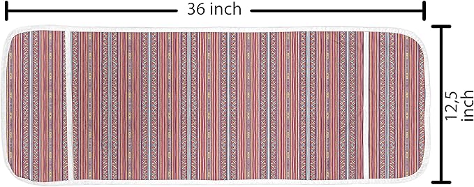 Ambesonne Folk Microwave Oven Cover, Colorful Ethnic Tribal Retro Hipster Style Vertical Abstract Geometric Zigzags Stripes, Water Resistant Organizer with Pockets for Kitchen, 36" x 12", Pink Blue