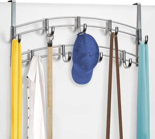 LYNK Professional® Home™ Over The Door Hooks - 9 Hook Over The Door Hanger - Over Door Coat Rack - Hanging Towels or Clothes - Bathroom, Bedroom or Laundry Room - Lifetime Ltd. Warranty – Platinum