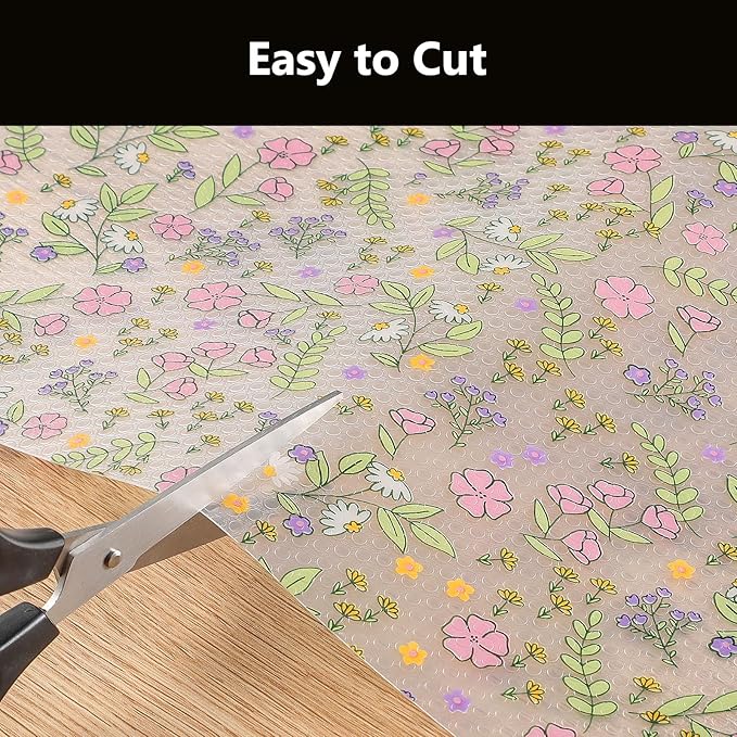 INNOLITES Shelf Liners for Kitchen Cabinets Non-Adhesive Drawer Liner with Floral, Waterproof Durable Easy to Clean, for Refrigerator, Shelves (Pink Purple Rose, 23.6" x 360")