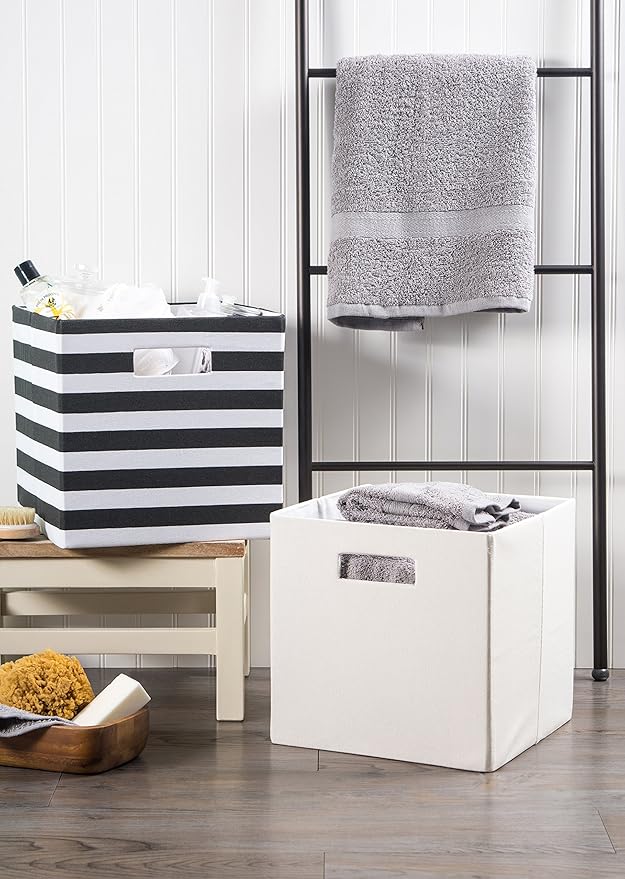 DII Polyester Cube Storage Collection Collapsible Hard Sided Bin, 13x13x13, Black (Pack of 6)