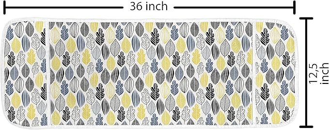 Ambesonne Autumn Microwave Oven Cover, Continuous Pattern of Abstract Leaves, Water Resistant Organizer with Pockets for Kitchen, 36" x 12", Yellow Black