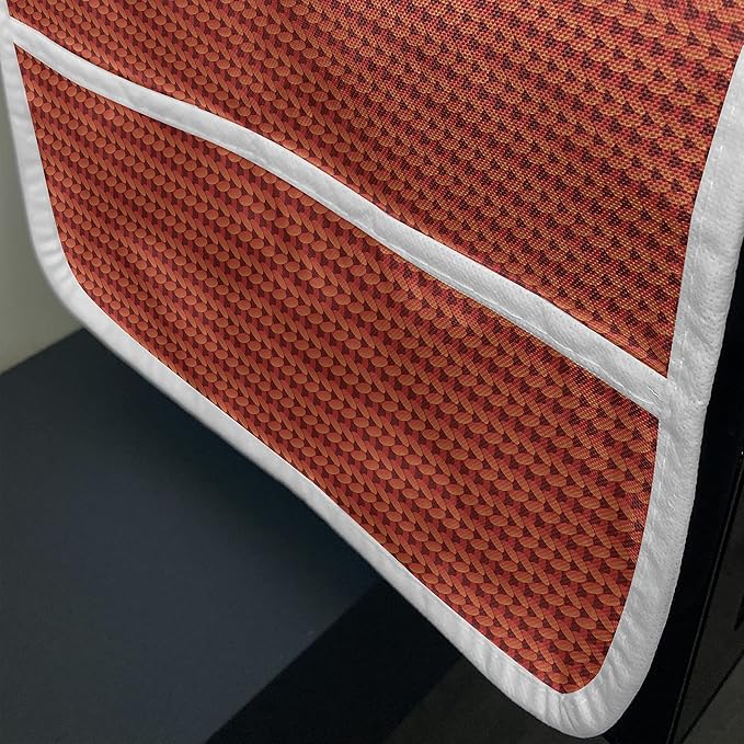 Ambesonne Modern Microwave Oven Cover, Knitting Look Design Repeating Pattern with Warm Orangish Tones Art Print, Water Resistant Organizer with Pockets for Kitchen, 36" x 12", Vermilion and Peach