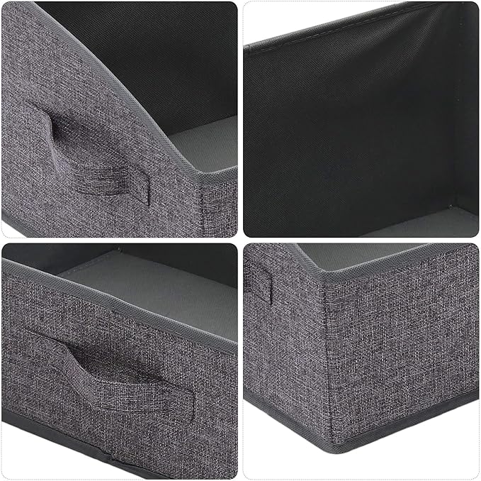 4 Pack Trapezoid Large Foldable Closet Storage Bins with Handle, Fabric Storage Organizer Cube Cloth Containers Linen Box Shelf Baskets for Clothes Clothing Shelves Wardrobe