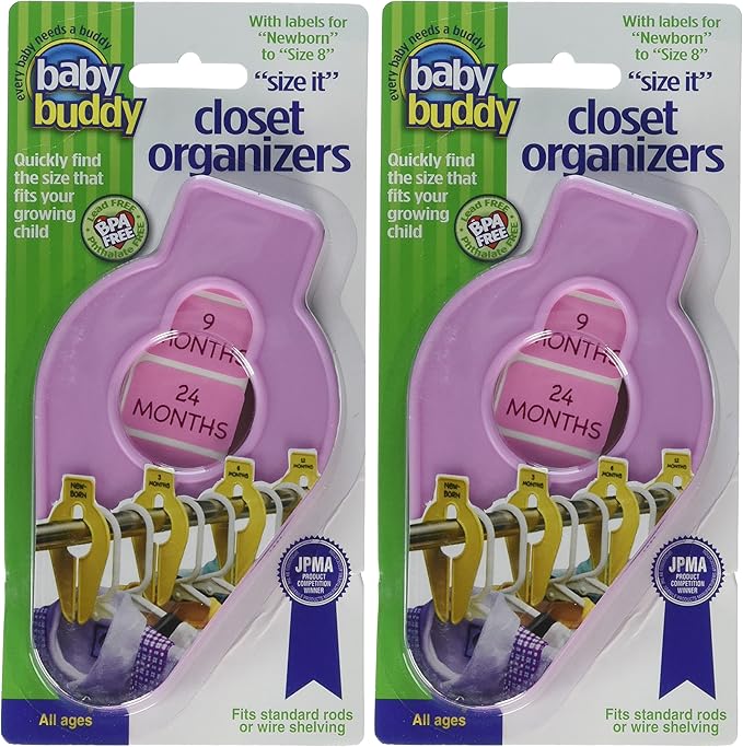 Size-It Closet Organizers by Baby Buddy - Baby Clothes Closet Dividers Nursery Clothing Organization for Babies and Kids, Newborn up to Size 8, Clothes Divider for Closet, Pink, 10 Count