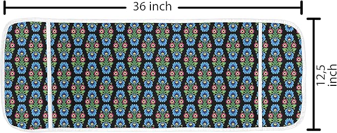 Ambesonne Folk Art Microwave Oven Cover, Culture Themed Traditional Polish Flower Ornamental Motif on Dark Background, Water Resistant Organizer with Pockets for Kitchen, 36" x 12", Black Blue