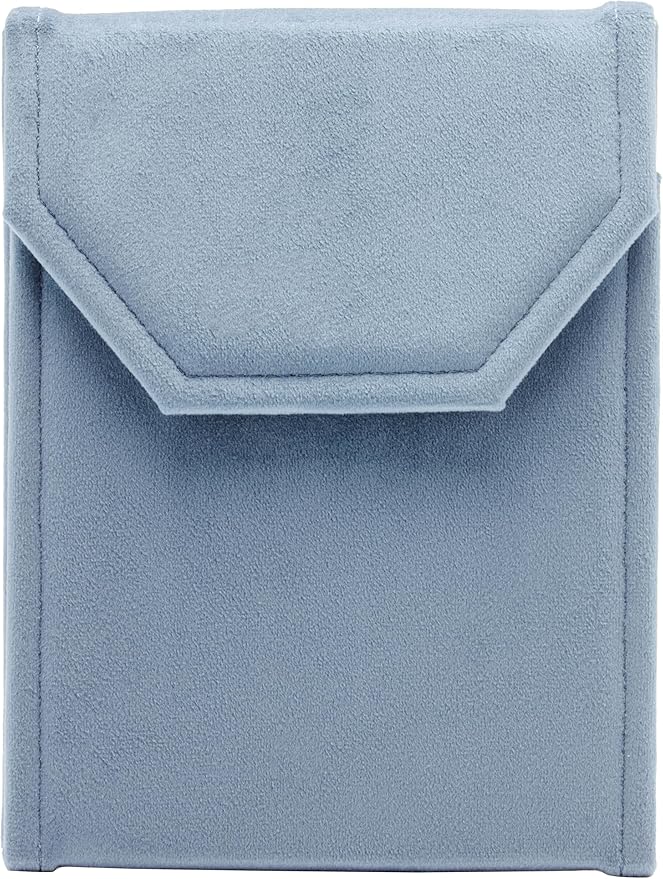 Velvet Necklace Jewelry Travel Folder Storage Display Case (Light Ocean Blue)