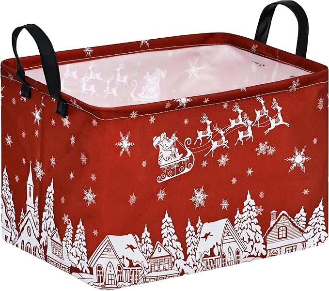 Christmas Basket Box Hamper Storage Basket Collapsible Organizer Bin Gift Shelf Baskets for Home and Kitchen Storage