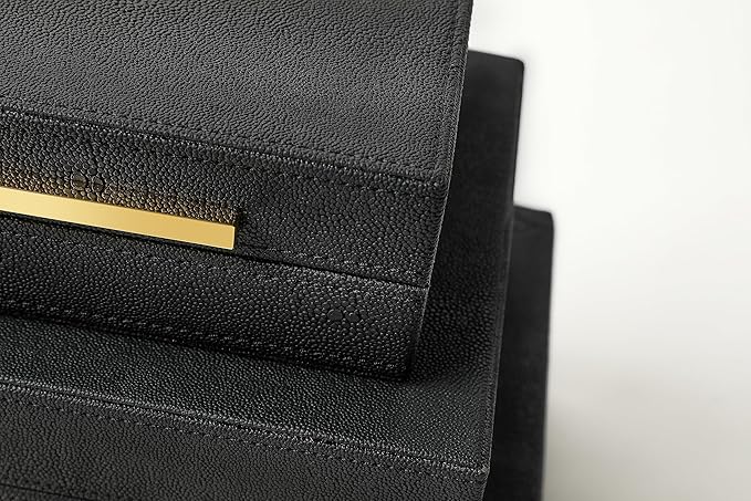 Modern Decorative Box Faux Shagreen Leather, Decorative Storage Boxes with Lids for Home Decor, Large Multifunctional Storage Jewelry Box Organizer(black 3PCS)
