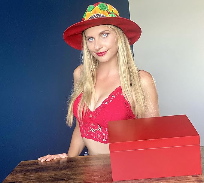 Blake & Lake Wooden Keepsake Box with Lid - Wood Storage Box with Hinged Lid - Red Treasure Box for Home - Wood Gift Boxes with lid (Heritage Red)