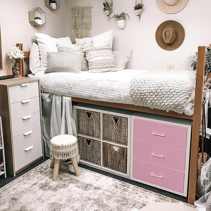 BOLUO Closet Drawers Pink 3 Drawer Dresser for Closet Organizers and Storage Bedroom Dorm Modern
