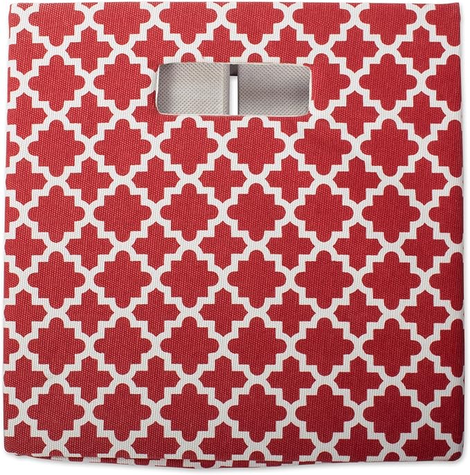 DII Hard Sided Collapsible Fabric Storage Container for Nursery, Offices, & Home Organization, (13x13x13) - Lattice Rust