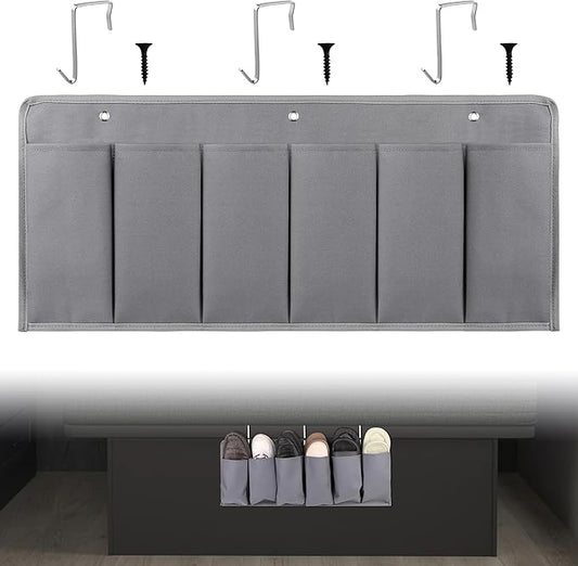 RV Shoe Pockets 6 Large Pockets Heavy Hanging Bedside Storage Organizer with Sturdy Hooks for Shoes, Toys and Tools