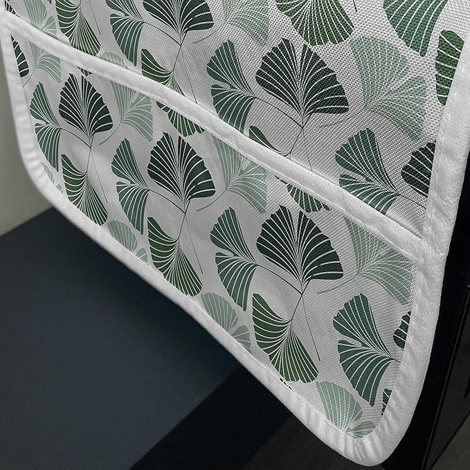 Ambesonne Gingko Microwave Oven Cover, Mother Nature Ginkgo Biloba Tree Leaves Homeopathic Therapy Foliage Pattern, Water Resistant Organizer with Pockets for Kitchen, 36" x 12", White Green