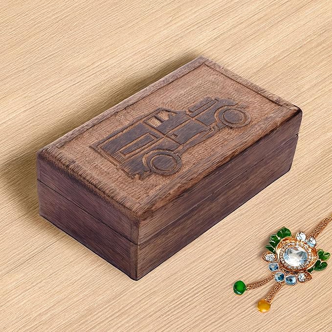 STORE INDYA storeindya, Handmade Wooden Jewelry Box - Keepsake Box - Storage Organizer - Multipurpose Box - Treasure Chest - Trinket Holder for Women Men Girls - Single (Automobile Collection)