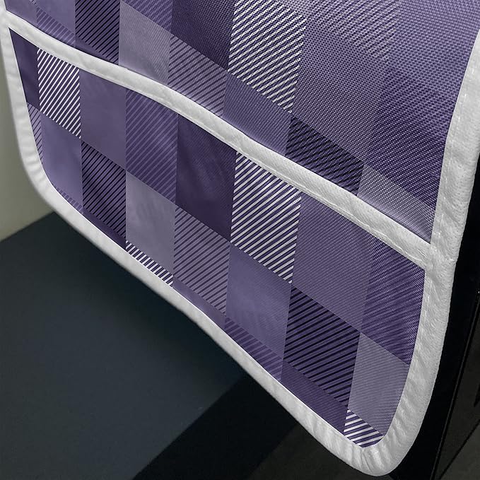 Ambesonne Abstract Microwave Oven Cover, Plaid Print Stripe Details a Monochrome Layout, Water Resistant Organizer with Pockets for Kitchen, 36" x 12", Purple Quartz