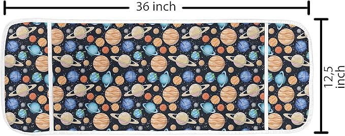 Ambesonne Galaxy Microwave Oven Cover, Galaxy Space Art Solar System Planets Mars Mercury Uranus Jupiter Venus Print, Water Resistant Organizer with Pockets for Kitchen, 36" x 12", Salmon Blue