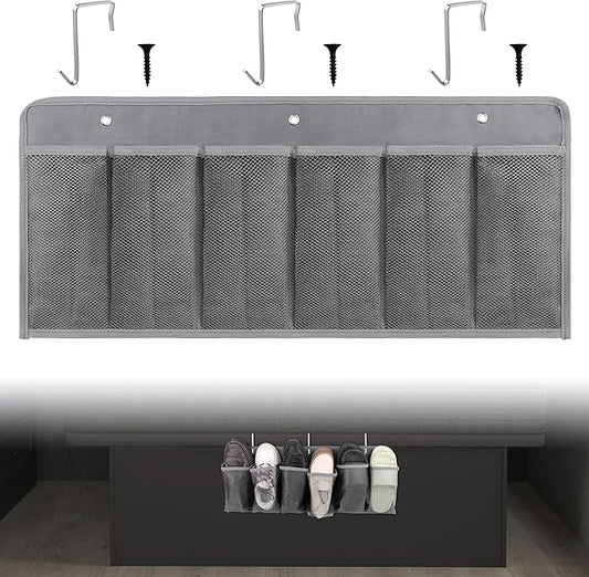 RV Shoe Pockets 6 Large Pockets Heavy Hanging Bedside Storage Organizer with Sturdy Hooks Storage Pockets Hangs on bed for Shoes Toys and Tool Accessories