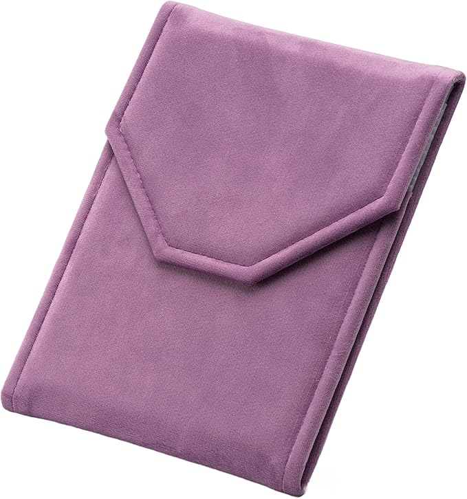Velvet Necklace Jewelry Travel Folder Storage Display Case (Dark Purple)
