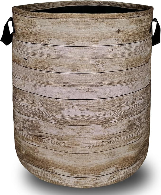 Wood Grain Laundry Basket Foldable With Handles Tree Stump Texture Tote Bag Oxford Cloth Colorful Laundry Hamper Clothes Toy Storage Bucket For Bathroom/Laundry/Bedroom 18.9" x 16.5 "
