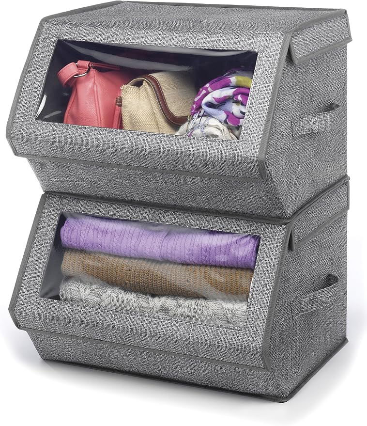 Whitmor Stackable Window Box, Crosshatch Gray (Pack of 6)