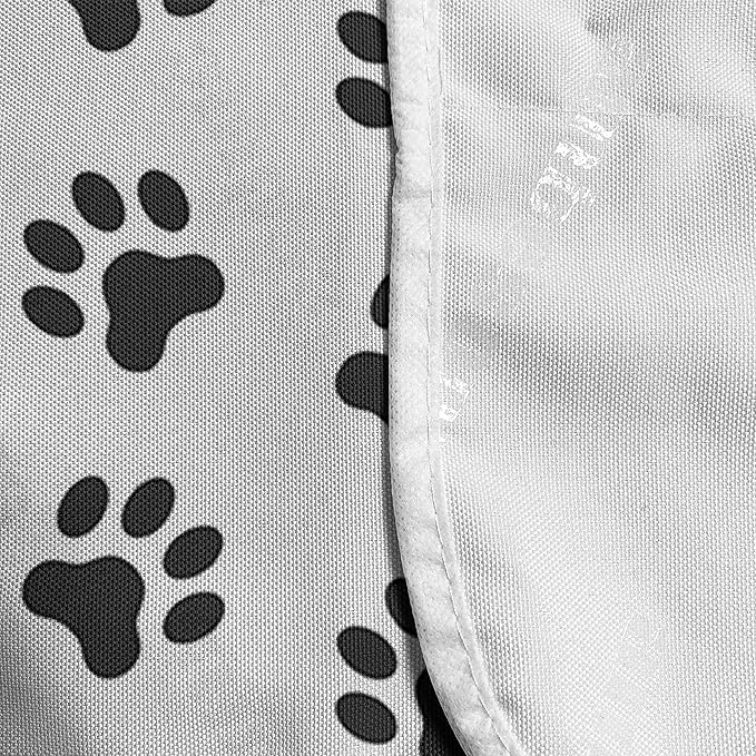 Ambesonne Paw Print Microwave Oven Cover, Puppy Kitten Dog and Cat Themed Repetitive Pet Foot's Stains Concept, Water Resistant Organizer with Pockets for Kitchen, 36" x 12", Grey White