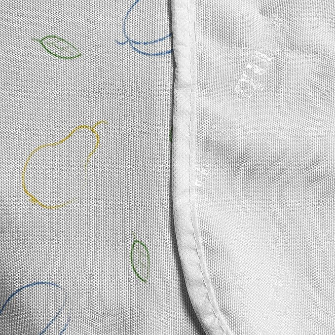 Ambesonne Colorful Microwave Oven Cover, Crayon Drawing Style Pattern with Different Fruits and Green Leaves Healthy Eating, Water Resistant Organizer with Pockets for Kitchen, 36" x 12", Blue Yellow