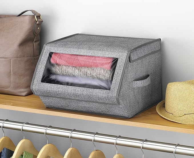 Whitmor Stackable Window Box, Crosshatch Gray (Pack of 6)