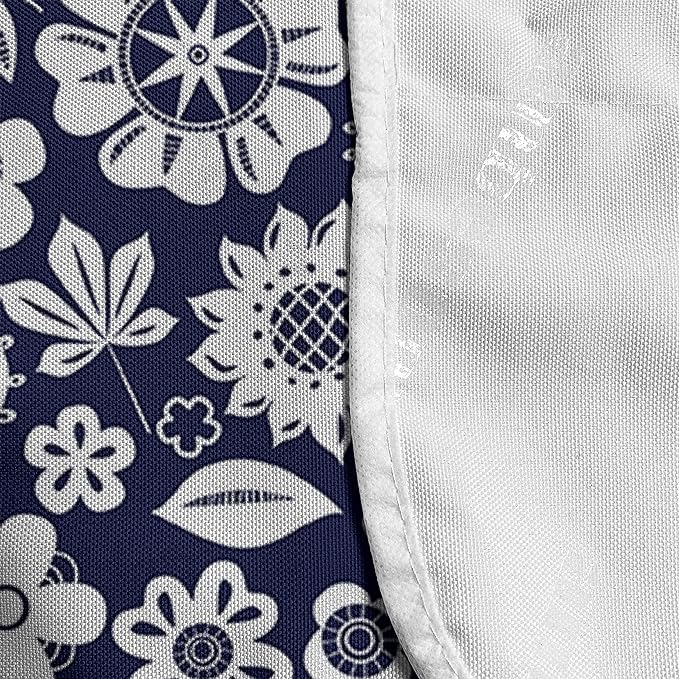 Ambesonne Navy Blue Microwave Oven Cover, Multi Designed Pattern with Hearts Butterflies Leafs and Dots Image, Water Resistant Organizer with Pockets for Kitchen, 36" x 12", Dark Blue